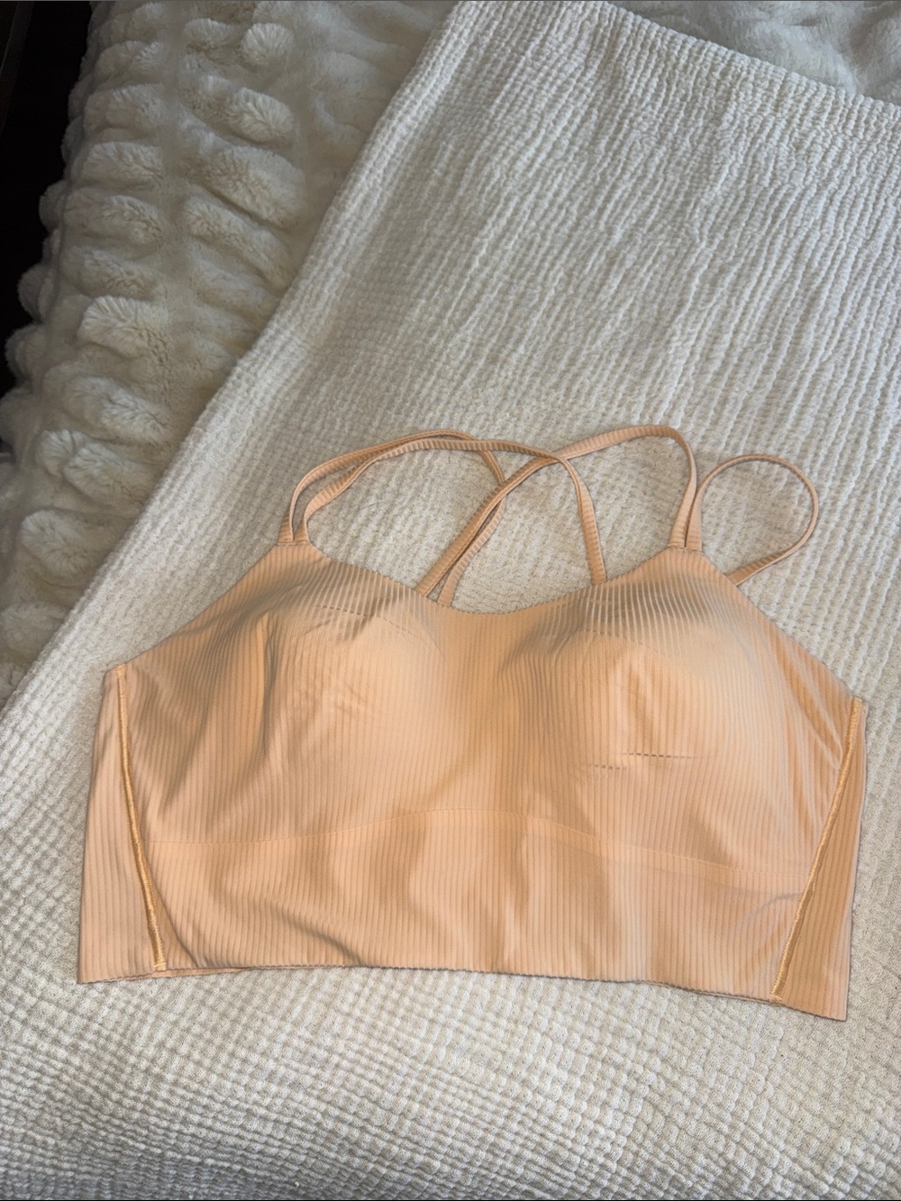 lululemon athletica Peach Ribbed Double-Cross Bralette